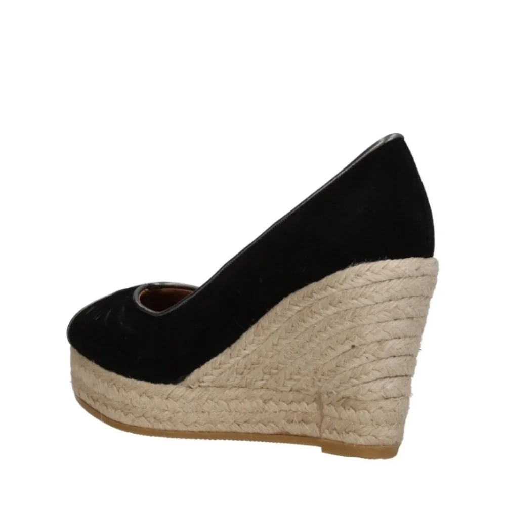 Black Leather Platform Espadrilles